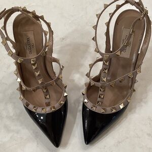 Valentino Black and Tan Rock Star Studded Heels
